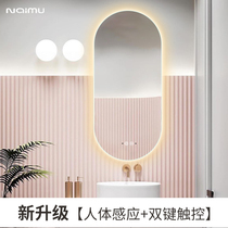 Oval smart bathroom mirror led mirror toilet mirror wall wall mount with touch screen multifunctional mirror