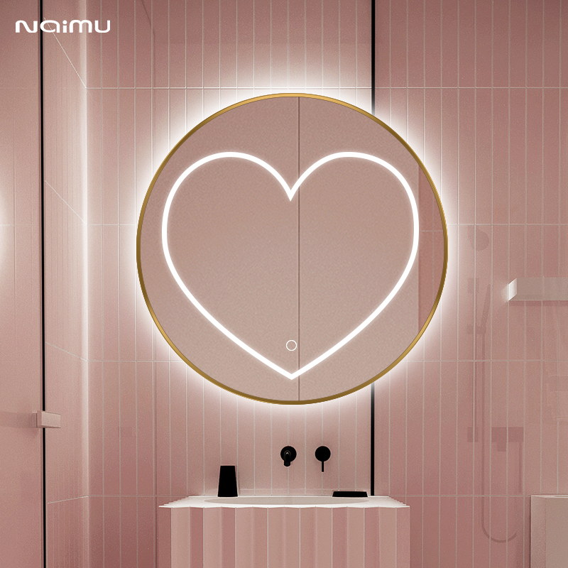 Nordic Smart Bathroom Mirror Makeup Room Post Wall Hanging Strap Light Beauty Mirror Anti-Fog Perforated Toilet Bathroom Mirror