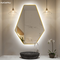 Gold border shaped special wall mounted mirror smart bathroom mirror Diamond with frame led toilet wall toilet mirror