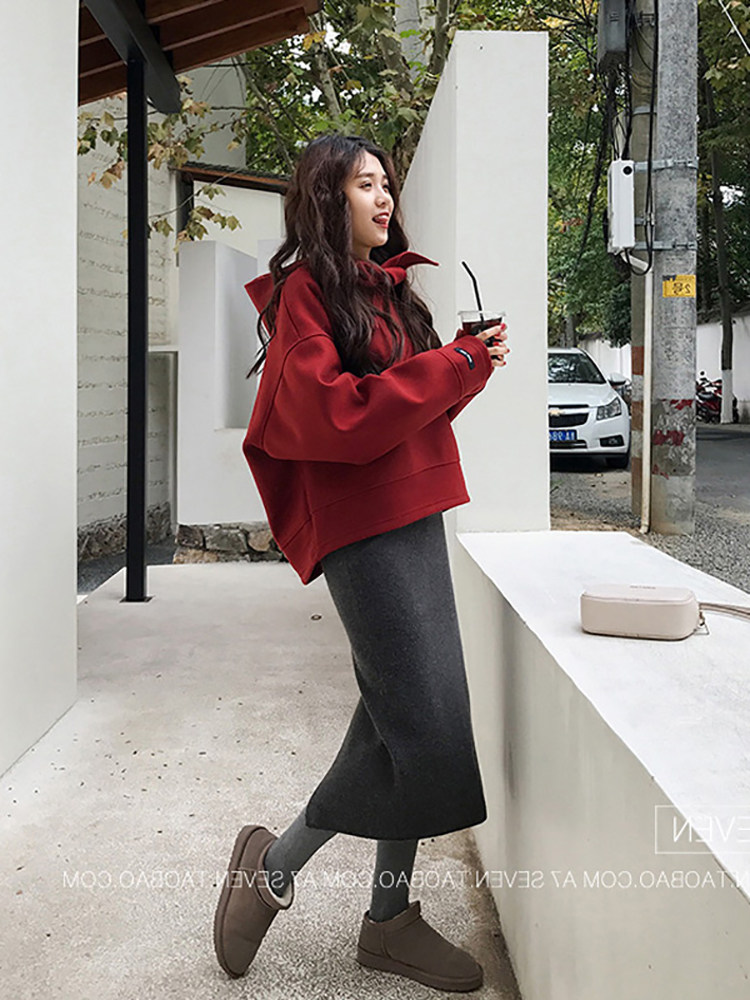 2020 autumn and winter new foreign school age reduction two-piece suit salt and sweet hooded sweatshirt skirt women's suit autumn and winter