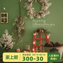 Flocking snowflakes natural pine cones pine cone strings simulated green plants pine leaves and pine branches woven garland Christmas wall hanging decoration