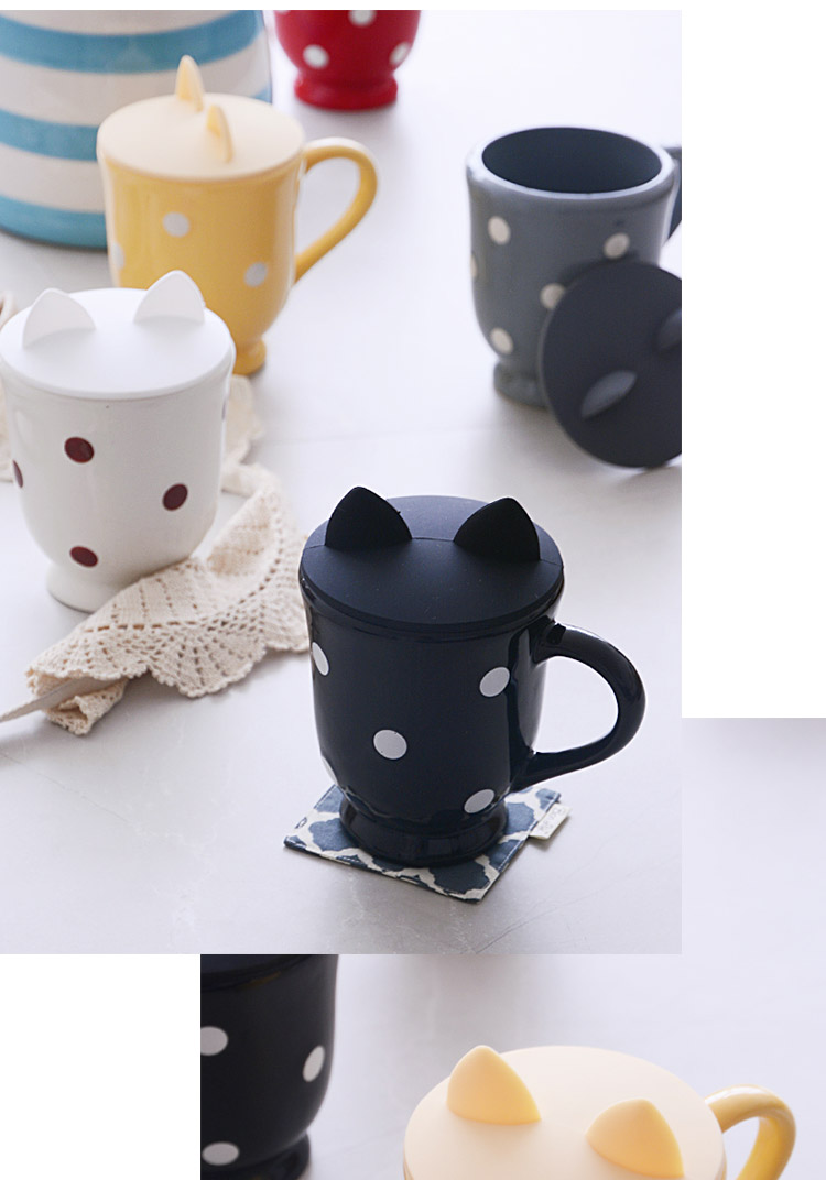 Dễ thương ba chiều tai mèo thực phẩm lớp silicone cốc che bụi che cốc gốm cốc thủy tinh bao gồm hầu hết các cốc phổ quát bình đựng nước giữ nhiệt