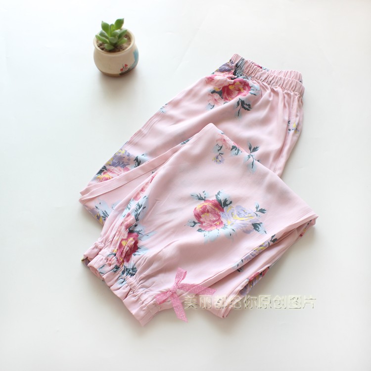 Mùa xuân và mùa hè mỏng phần cotton cotton lụa nữ nhà quần cotton cotton cao eo mềm mại quần dài nữ