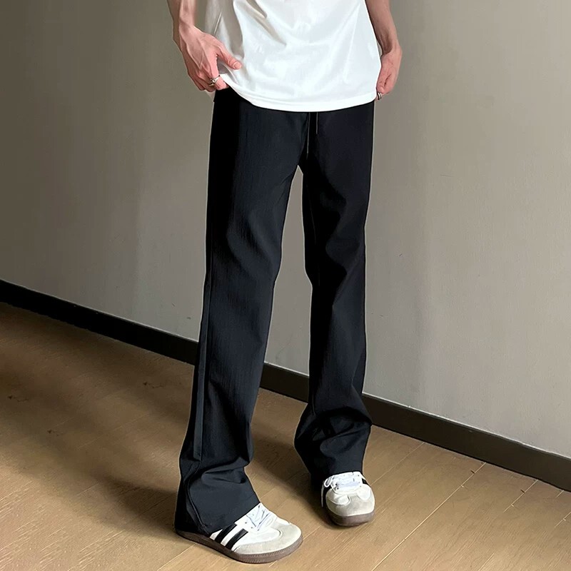 American-Style Ice Silk Curved-Leg Casual Pants for Men, Summer Thin Breathable Drape High-Street Trendy Brand Flared Straight-Leg Trousers American-Style Ice Silk Curved-Leg Casual Pants for Men, Summer Thin Breathable Drape High-Street Trendy Brand Flared Straight-Leg Trousers