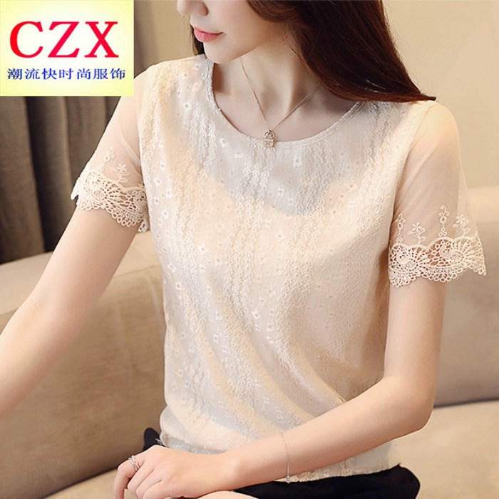 Áo sơ mi nữ ren tay ngắn mới 2021, áo sơ mi nữ mùa hè, áo sơ mi voan siêu cánh tiên, xu hướng áo sơ mi nhỏ phong cách hàn quốc - Áo sơ mi chiffon ren