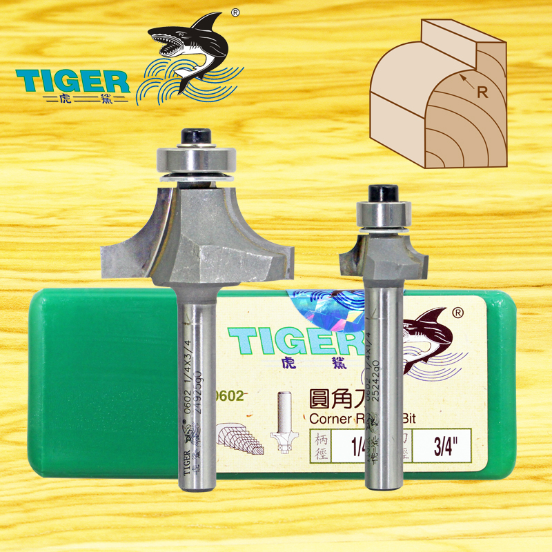 Tiger shark fillet knife 0602 Wood milling cutter 1 4 shank notched cutter engraving machine tool bit R angle knife gong knife