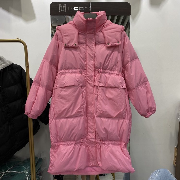 2022 off-season clearance Korean new down jacket women's mid-length Korean version loose over-the-knee white duck down jacket trendy