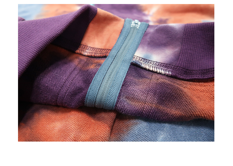 Women's small high collar tie-dyed cardigan sweater casual slim pure cotton baseball jacket - Women's Casual & Functional Jackets - Cotton & Hemp