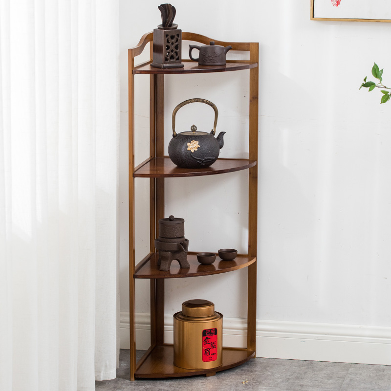 Bathroom Floor Tripod Corner Basin Rack Basin Rack Right Angle Cabinet Solid Wood Bamboo Living Room Wall Corner Shelf