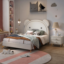 Net Red childrens bed boy single bed 1 5 meters Nordic luxury boy youth cartoon bear ins princess bed