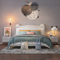 ins Net Red Girl bedroom princess bed modern fashion leather bed Girl 1 5 m single child bed cat head bed