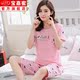 Bộ đồ ngủ mùa hè cotton ngắn tay áo quần short bảy điểm Hàn Quốc phiên bản dễ thương phim hoạt hình cộng với mã quần áo phù hợp với nhà mỏng mùa hè.