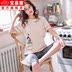 Bộ đồ ngủ mùa hè cotton ngắn tay áo quần short bảy điểm Hàn Quốc phiên bản dễ thương phim hoạt hình cộng với mã quần áo phù hợp với nhà mỏng mùa hè. 