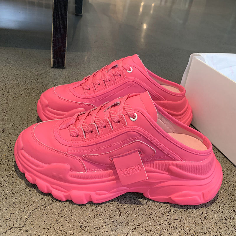 2022 Spring Summer new Baotou Half slippers women's tennis red fashion thick bottom Korean version cool drag and old daddy shoe children