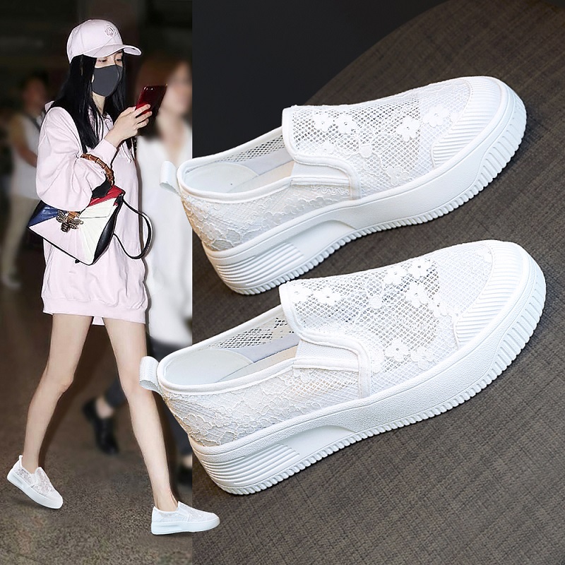 Fisherman shoes girls 2022 new summer lace mesh breathable single shoes lazy sloth drive shoes