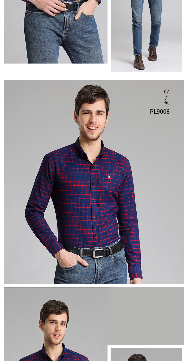 Paul tinh khiết cotton dày ấm áo sơ mi nam dài tay cotton giản dị lưới áo sơ mi chà nhám áo sơ mi kẻ caro