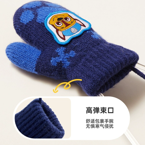 Детские перчатки для мальчиков, удерживающий тепло флисовый детский ремешок, комплект