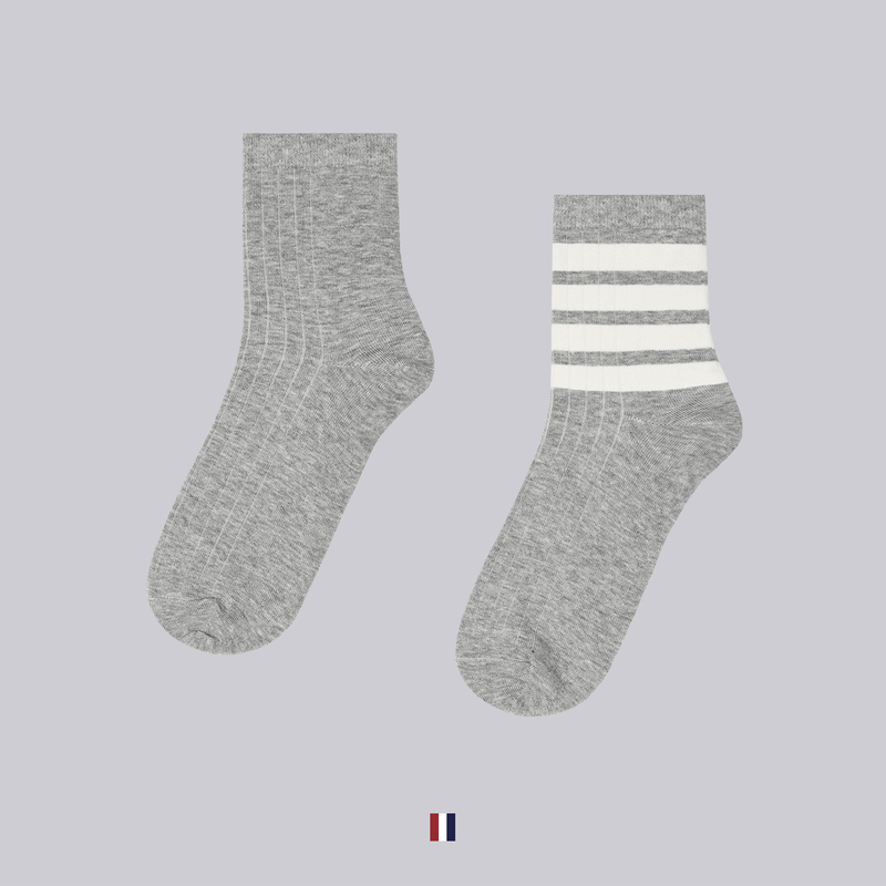 Tb Socks Four-Stripe Mid-Calf Socks Spring and Autumn Style Business Unisex Cotton Socks Summer Sweat-Absorbent and Odor-Resistant Simple Trendy Brand