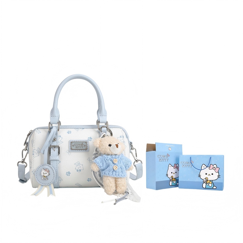 Official Website Genuine Cow&Kitty Boston Bag for Women 2026 New Handbag Niche Light Luxury Shoulder Crossbody Bag Official Website Genuine Cow&Kitty Boston Bag for Women 2026 New Handbag Niche Light Luxury Shoulder Crossbody Bag