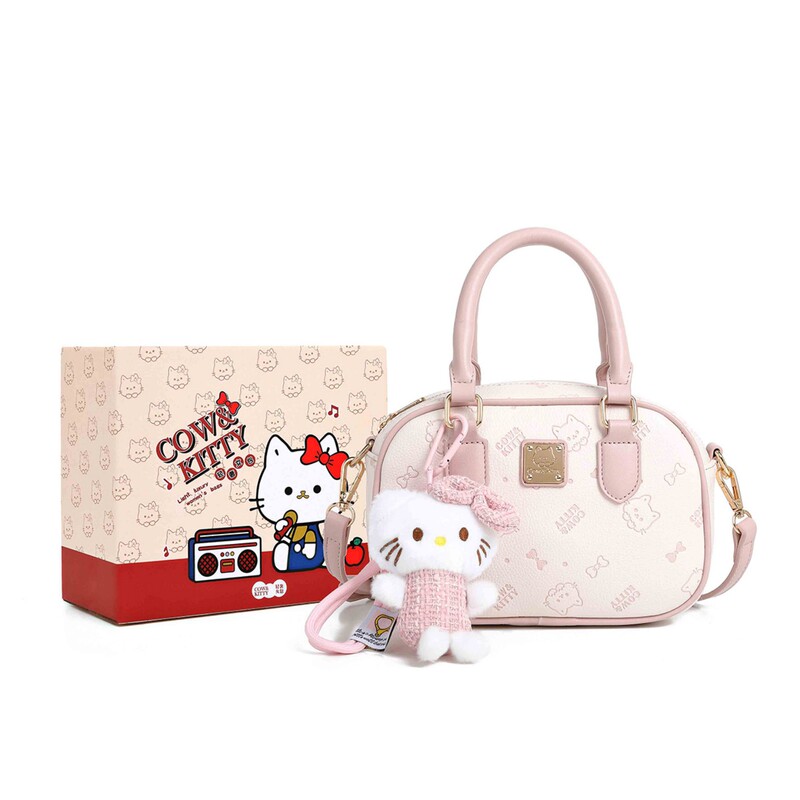 Official Website Genuine Cow&Kitty Boston Bag for Women 2026 New Model Niche Cute Shoulder Crossbody Bag Handbag