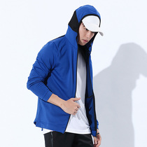 Sports coat male 2021 new running hood open shirt loose and long sleeve training yang black yarn speed dryer