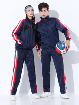 Sports suit men and women in the same-segment quick-drying running suit Student school uniforms long-sleeved and velvet training suit