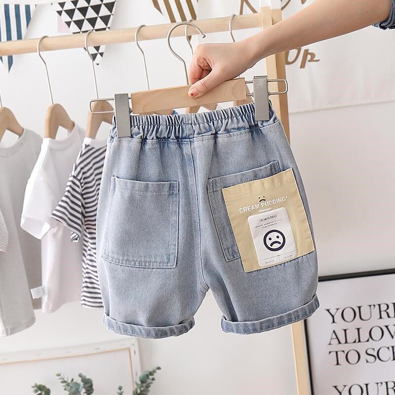Boys summer shorts 2022 new children's jeans summer baby five-point pants summer boys pants trendy