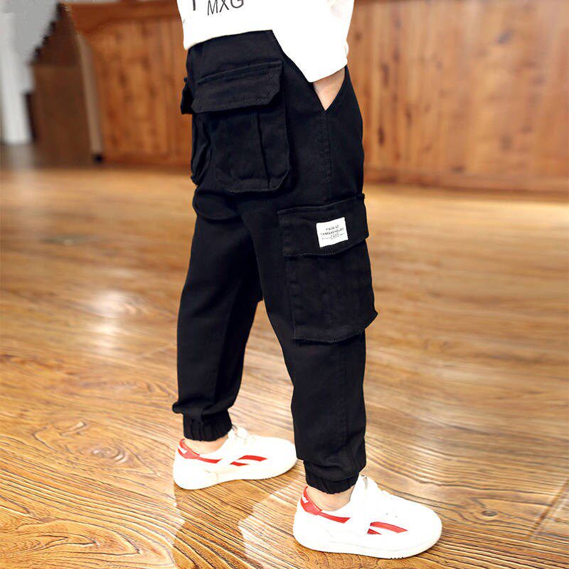 Boys' trousers spring and autumn style 2022 new plus velvet children's casual trousers Korean version of medium and large children's overalls trendy children's clothing