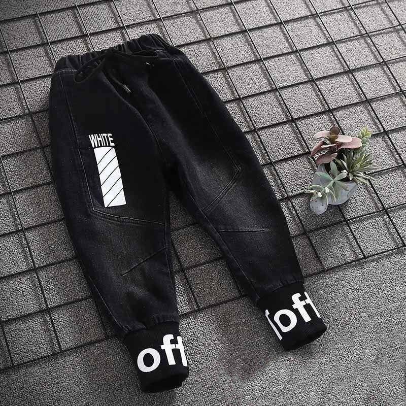 Boys' jeans autumn and winter clothing plus velvet thickening 2022 new children's cigarette pipe pants children's loose long pants