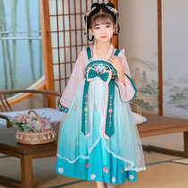 Girls Han Shun Spring and Summer New Middle School Girls' Network Embroidered with Cuckoo Long Children's Snow-spin dress