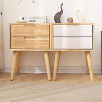 Nordic solid wood bedside table Simple modern Japanese-style small apartment side cabinet storage cabinet economical storage cabinet creative