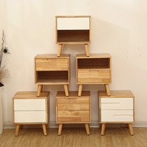 All solid wood log bedside table Nordic bedroom simple modern decoration Mini Japanese small simple bedside cabinet