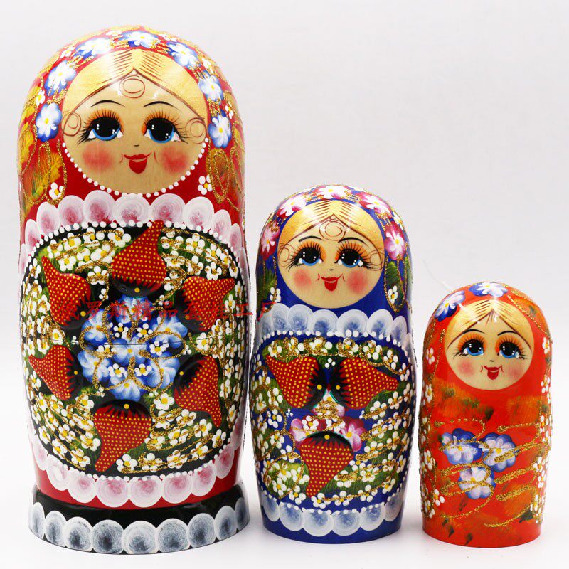 Popular Toys Puzzle Birthday Gifts Craft Gift Decorations Hand-painted Russian Characteristic Imported Matryoshka 10 Layers Strawberry