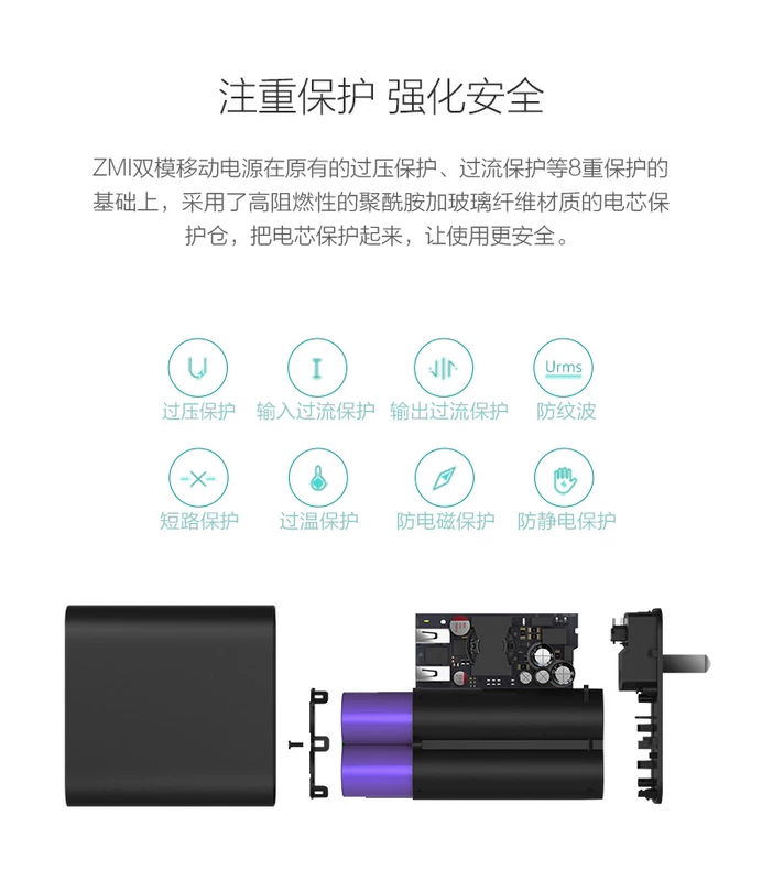 ZMI + tím dual-mode sạc sạc nhỏ cầm tay điện Po kết hợp nhanh phí QC3.0 - Ngân hàng điện thoại di động