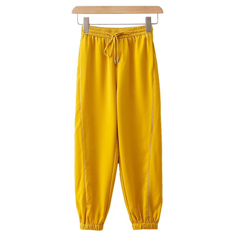Show Series~Spring Collection Elastic Waist Drawstring Ankle-Tie Nine-Point Lightweight Jogging Pants Zx082