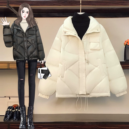 Зимний утепленный пуховик с пухом, короткая куртка, свободный крой