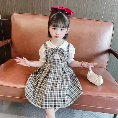 Girls 2021 new plaid dress baby college style skirt 3 Summer 4 Korean version 5 princess dress tide 6