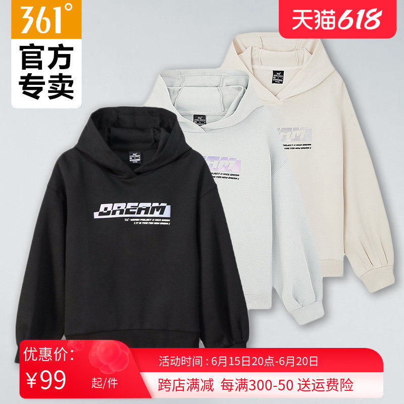 361 Casual Thick Cotton Woman 2021 Chunqiu New Alphabet Printed Tandem Hat Hooded Sweatshirt 361 Degrees 100 Hitch Sport Blouse