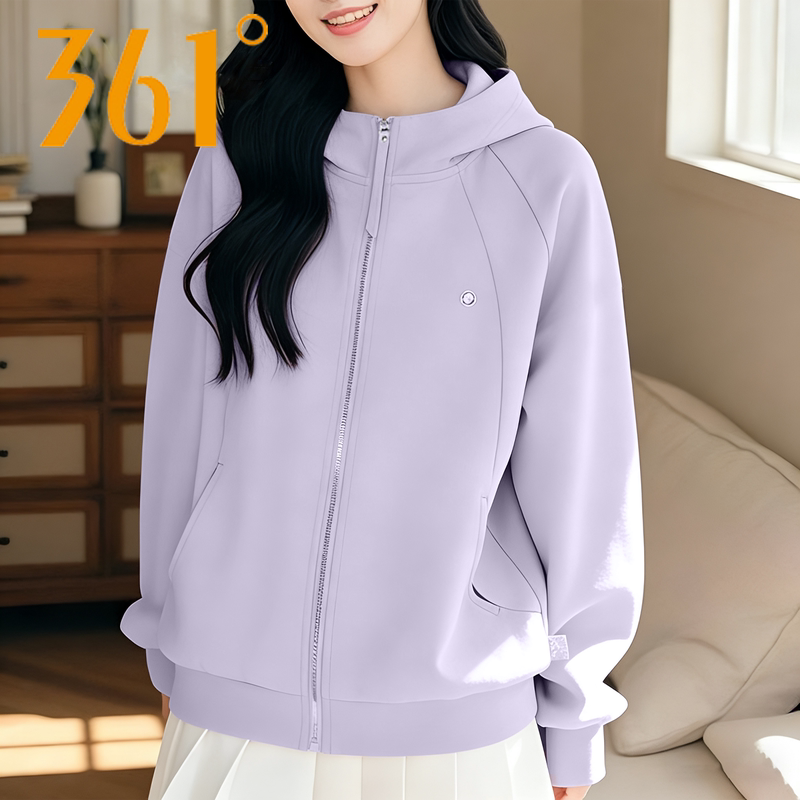 361 Sports Jacket Women's Spring New Knitted Hooded Cardigan Sweatshirt Loose Casual Warm Jacket Top for Women
