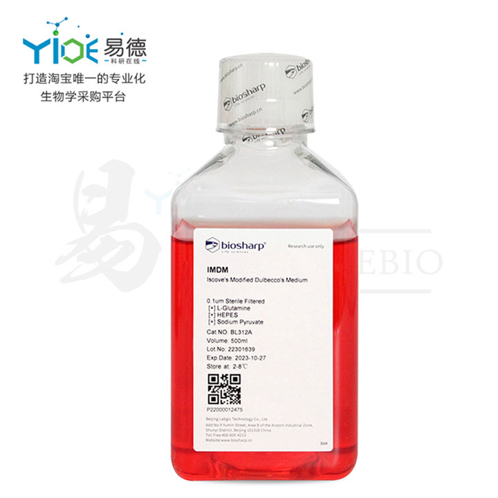 Biosharp  IMDM液体培养基(含丙酮酸钠,含HEPES) BL312A  500ml
