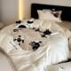 Genuine 100 long velvet cotton red bed sheet four-piece set cotton apple cat embroidery set ins wind support four-season quilt bed