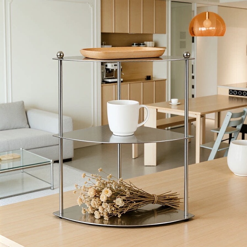 Jiulou Light Luxury Stainless Steel Multi-Layer Storage Rack for Kitchen, Living Room, Bedroom, Bathroom, Corner Display and Storage Rack