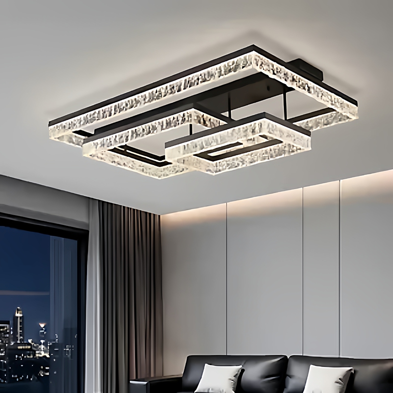 Living Room Lamp 2025 New Model Ice Crack Pattern Eye-Protection Bedroom Ceiling Light Modern Simple Ultra-Bright Whole House Package Set