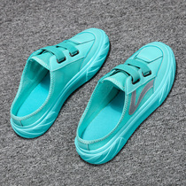Canvas shoes men 2021 new trend wild men summer breathable net surface heel half slippers casual trendy shoes