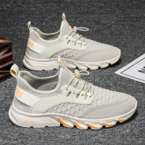 Mens shoes 2021 new trend Joker leisure sports flying woven mesh shoes summer breathable thin one pedal mesh shoes