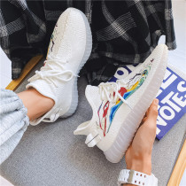 Mens shoes 2021 new trend flying weaving sports casual shoes youth summer breathable thin fashion ins trendy shoes