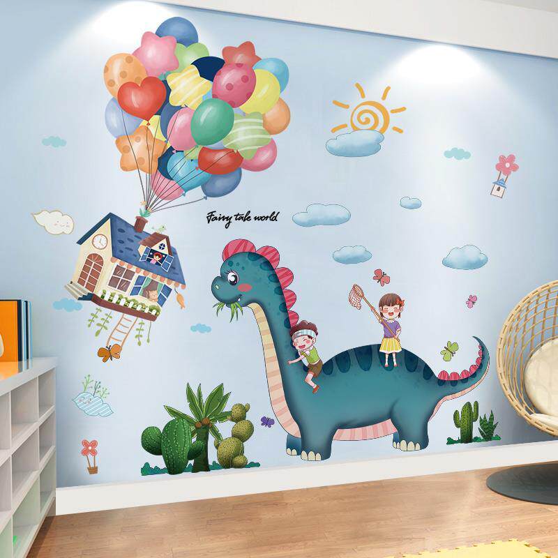 Cartoon animals dinosaur stickers children's room layout bedside wall stickers wall decorations wallpaper self-adhesive