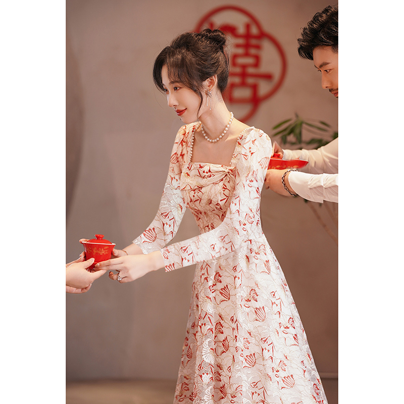  2xl -Note: Please consult the customer service first+Long -sleeved wine red floral FMSB 2175   + $3.14 