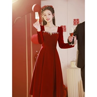 Бордовый бархатный лонгслив, длина миди