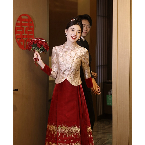 Комплект, свадебное платье, демисезонное вечернее платье, ципао, 2023